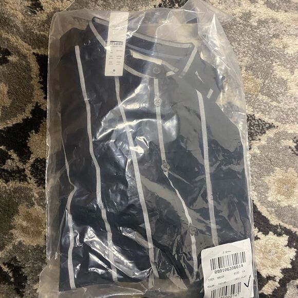 J. Crew Classic-fit collarless shirt in stripe Item BB225 - Picture 2 of 3